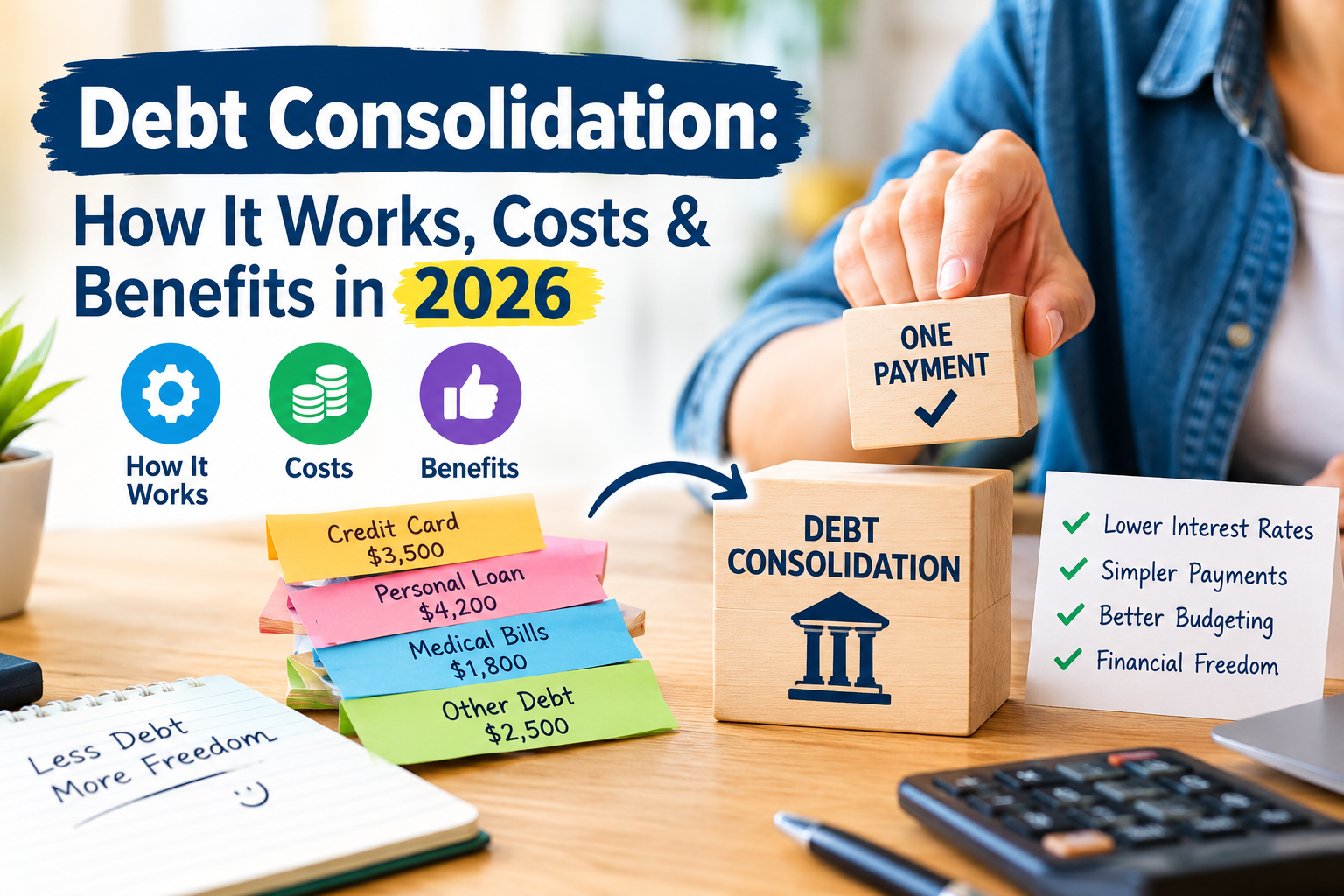 debt consolidation loan and monthly debt payments comparison